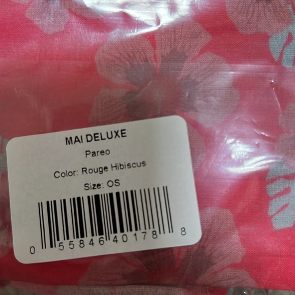 NWT Mai Deluxe Rouge Hibiscus Pareo - Picture 2 of 2